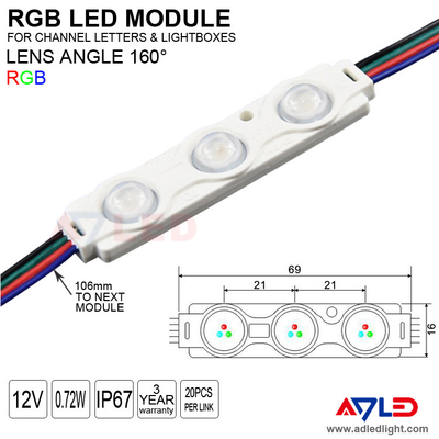 RGB LED Modül Işıkları SMD 5050 Su Geçirmez Arkadan Aydınlatmalı Tabela 3 Renk Değişen 12 Volt