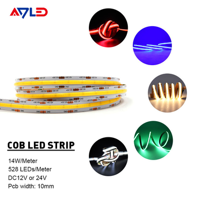 12V 24V Noktasız COB LED Şerit Işığı Esnek Çip On Board Kısılabilir 10mm
