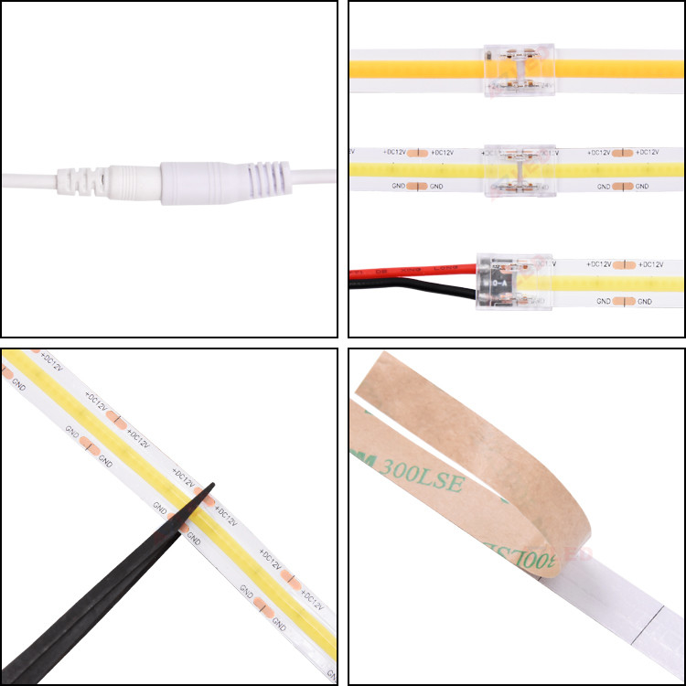 UL Esnek LED Şerit Ünlü Çip 24V Ultra İnce Silikon 10mm PCB panosu IP20 528 cob led lambaları