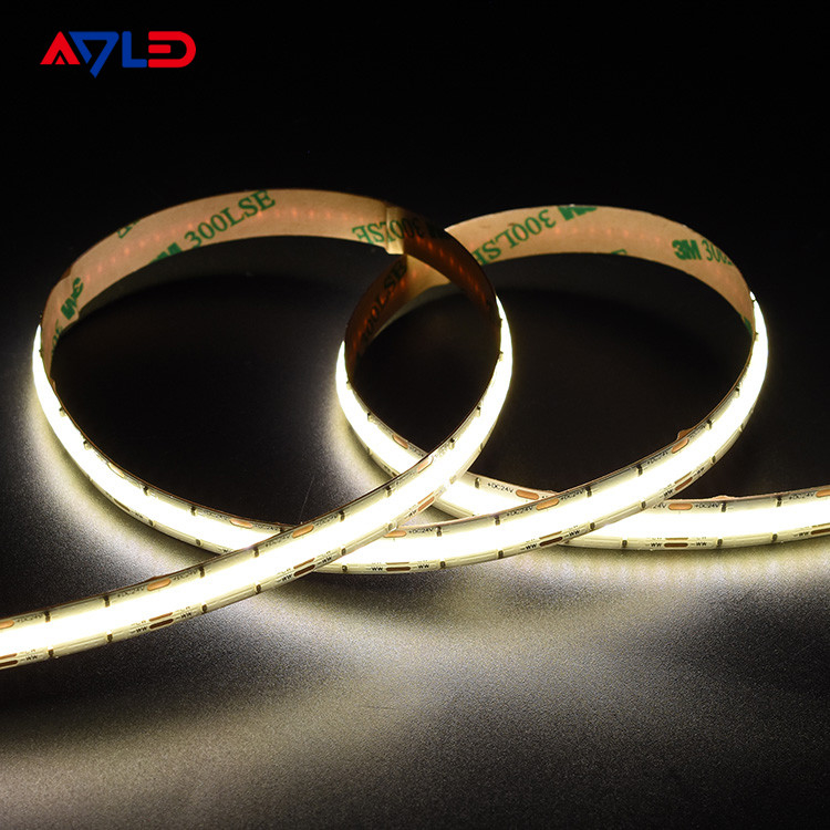 Yüksek yoğunluklu DC24V Noktasız Liner LED Düzenlenebilir CCT (2700K-6500K) COB 640Leds Şerit Işık Düşük Voltajlı Teyp Işık