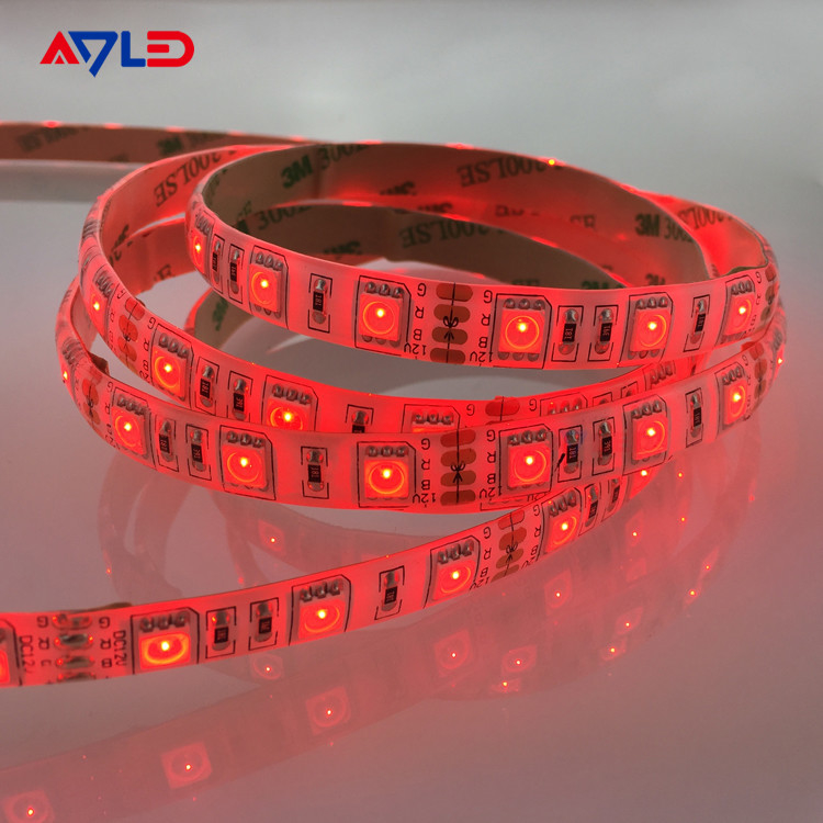 RGB 5050 kırmızı renkli LED Şerit Işığı, 60/m, 10mm genişliğinde, 5m Bobin toptan