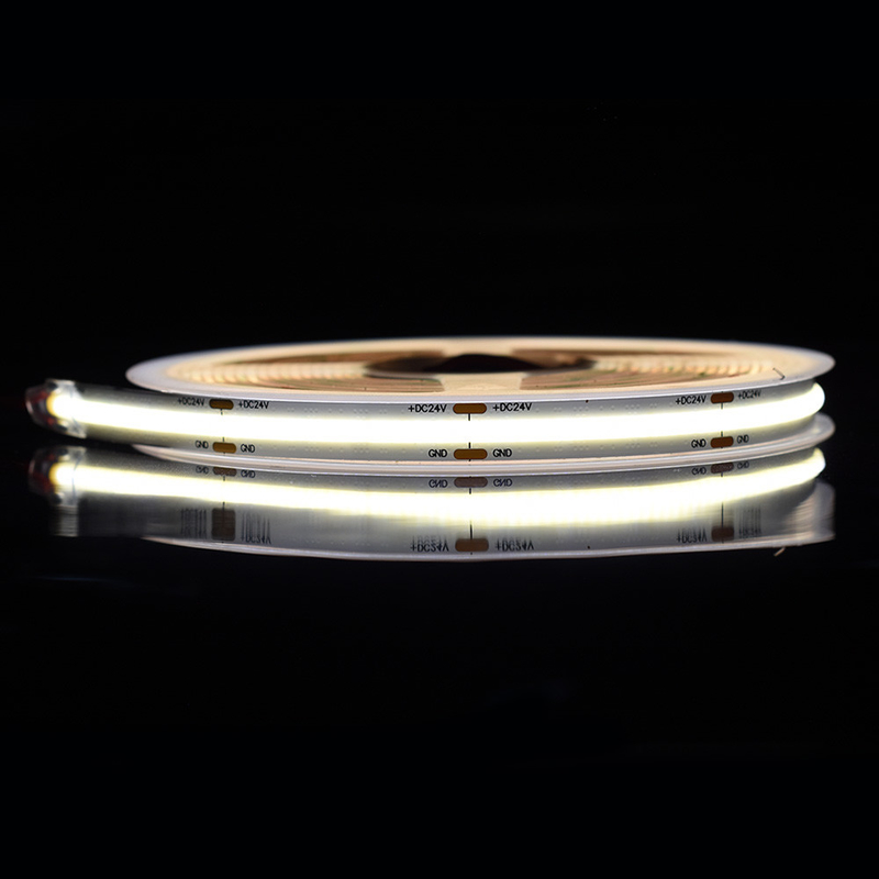 COB LED şeridi 528 çiple 8 mm genişliğinde ve 3000k 4000k ve 6500k renkleri için perde kartı seçenekleri