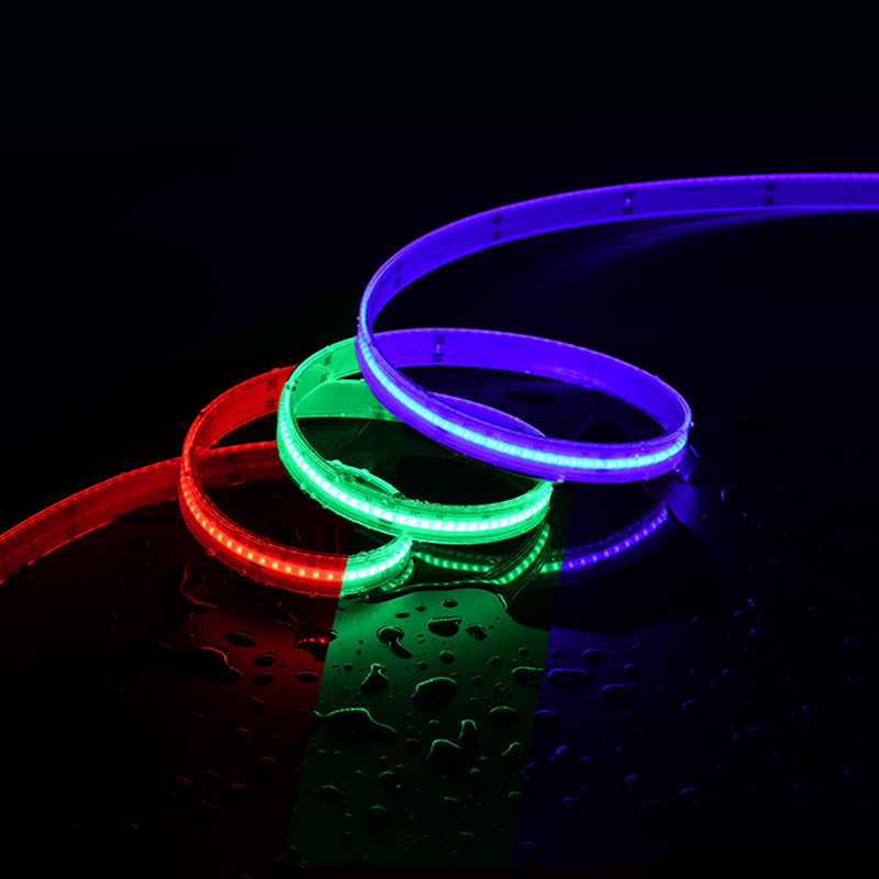 IP20 Rgbw Rgb Cob Led Şerit Işığı 12V 24V Piksel Esnek Emitten Adres edilebilir Cob LED şerit